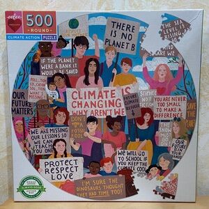 Eeboo Climate Action - 500 Piece Round Puzzle